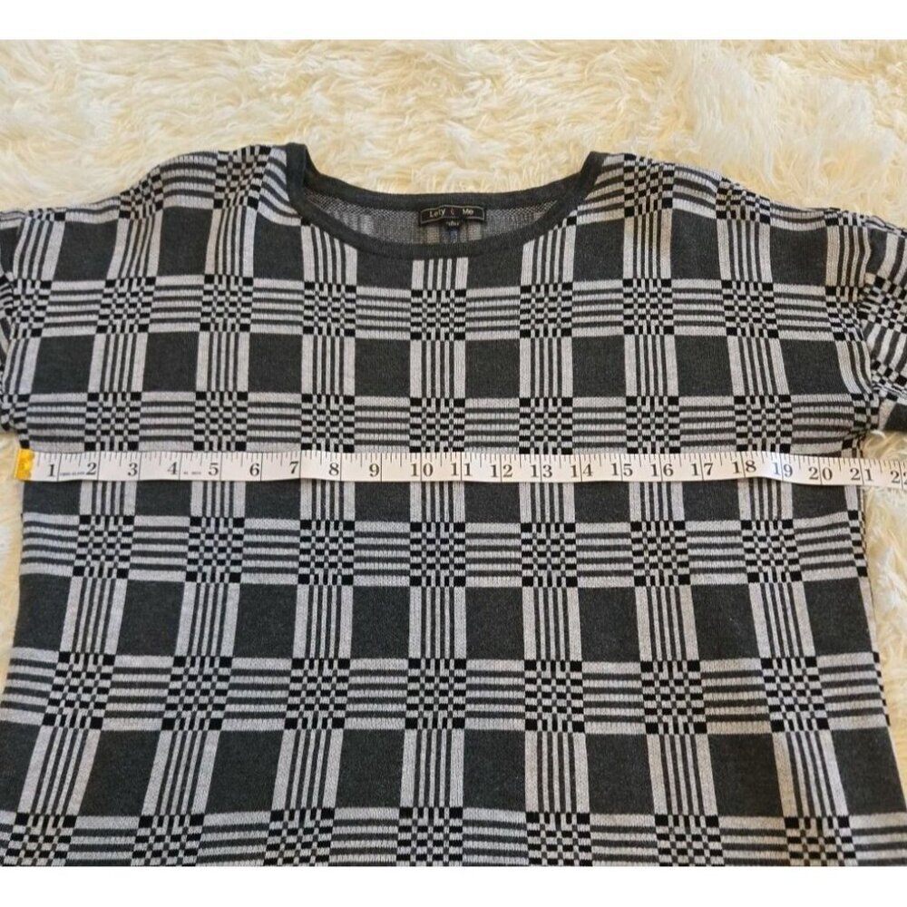 Lety And Me‎ Womens Geometric Size Large Sweater Grey Black Rayon Mod 70s EUC - Picture 4 of 9